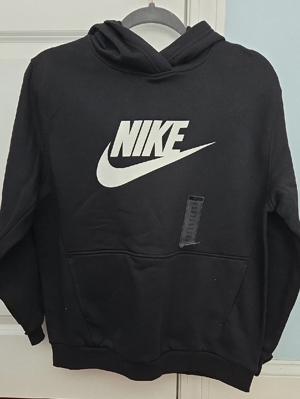 Nike Boys Black Hoodie with White Swoosh Logo